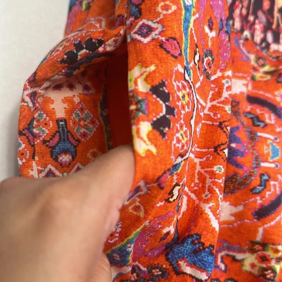 Anthropologie Floral Abstract Maxi Dress in Red Motif V Neck Boho Womens Size 2 - Picture 9 of 16